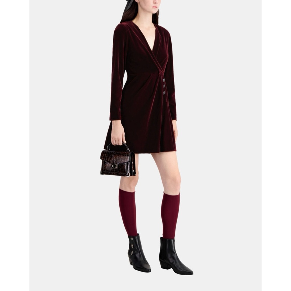 NWT The Kooples Velvet Faux Wrap Mini Dress - Small